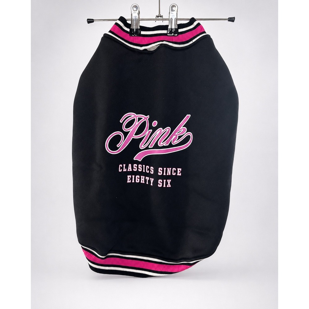 PINK Victoria's Secret Pup Pet Varsity Jacket Black Pink XL NWT Dog Coat